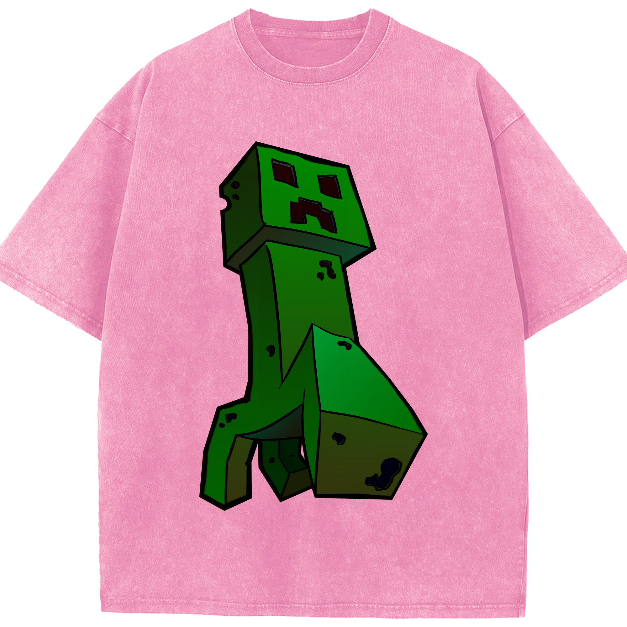 （画像用） マインクラフト ブロックの世界 Minecraft MC Block world 綿100% ヴィンテージ風 半袖Tシャツ（フロントプリント）